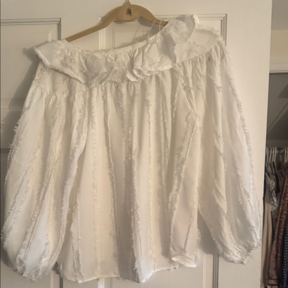 Elegant White Ruffled Blouse